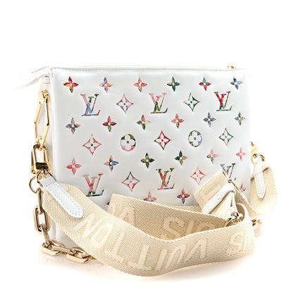 Louis Vuitton Lambskin Embossed Monogram LV Garden Coussin PM Cream 3 of 10