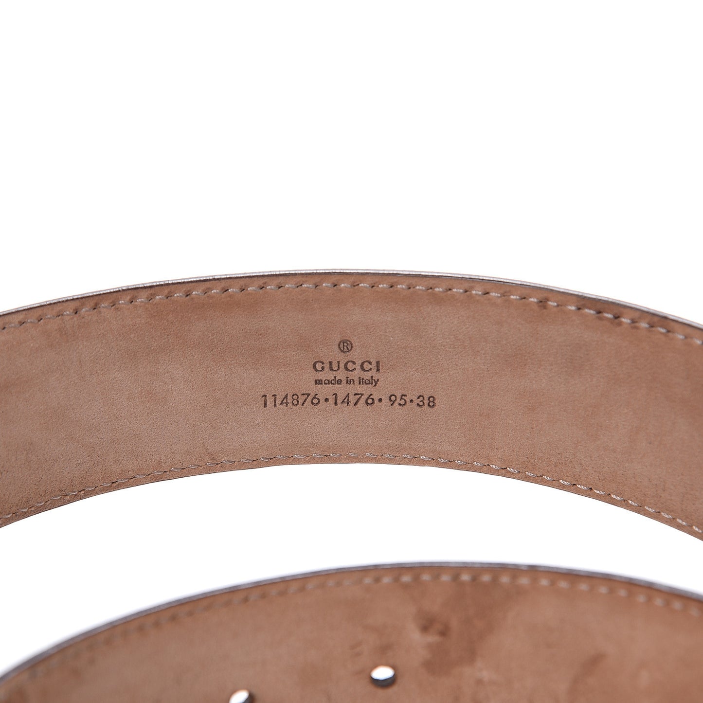 Metallic Calfskin Interlocking G 40mm Belt 95 38 Pewter