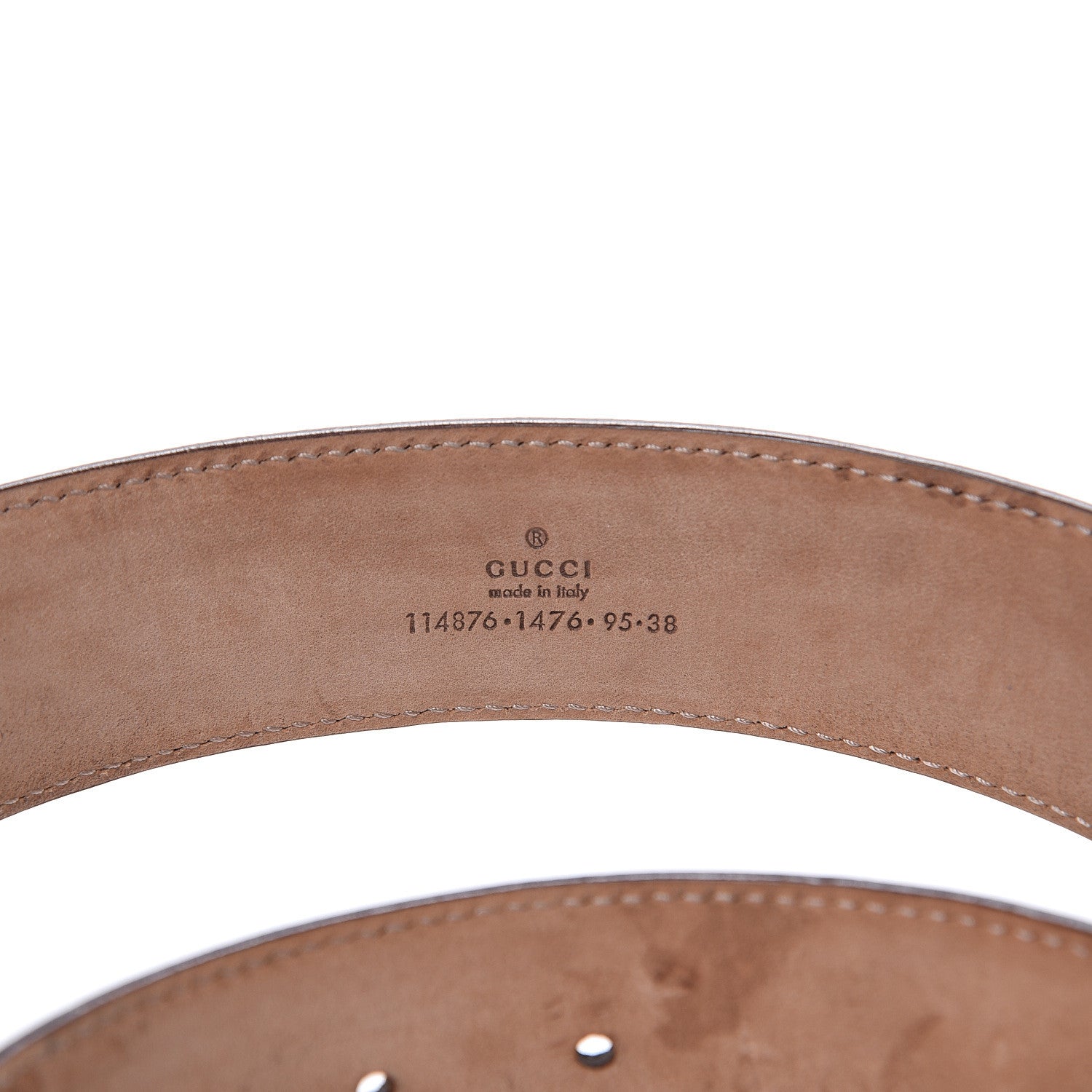 Gucci Metallic Calfskin Interlocking G 40mm Belt 95 38 Pewter 6 of 6