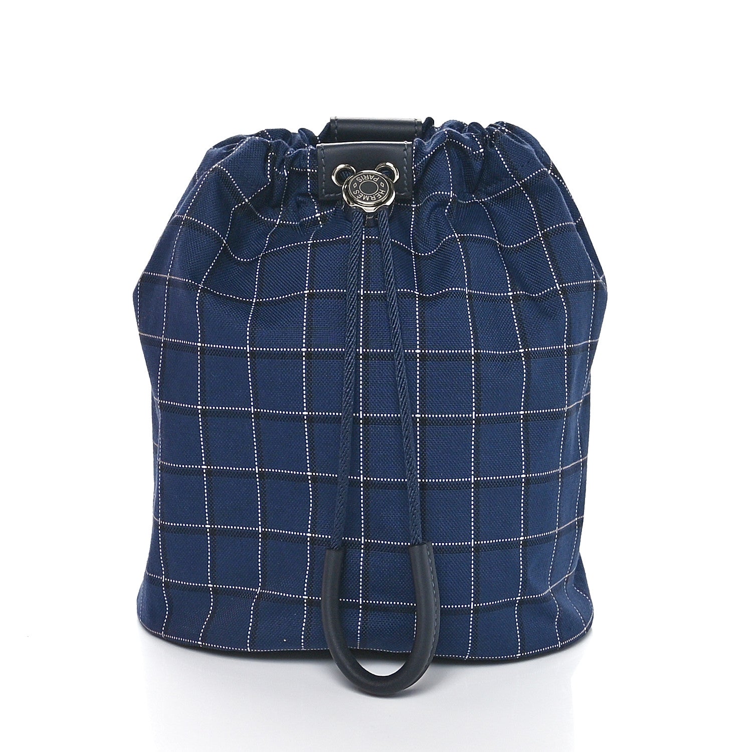 Hermes Tattersall Canvas Swift Trek-H Pouch Bleu Nuit White Black Caban 7 of 10