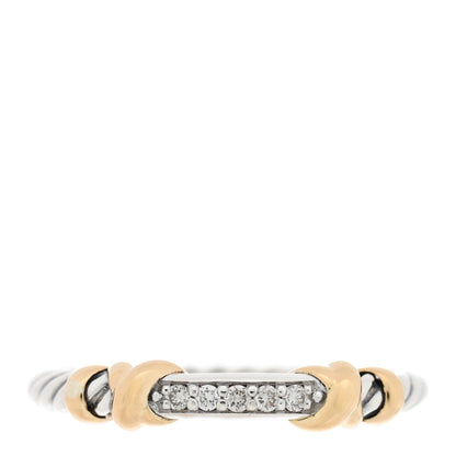 David Yurman Sterling Silver 18K Yellow Gold Diamond Petite Helena Wrap Ring 54 7 1 of 4