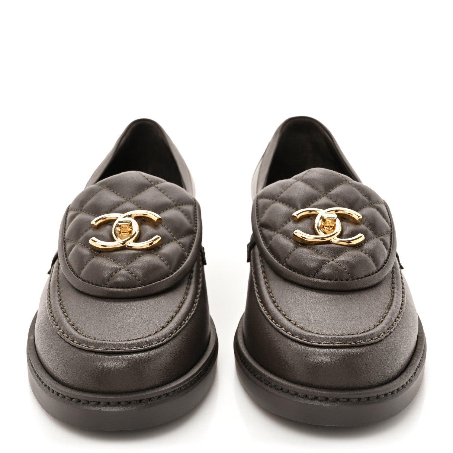 Chanel Lambskin Quilted CC Turnlock Loafers 38.5 Brown 2 of 9