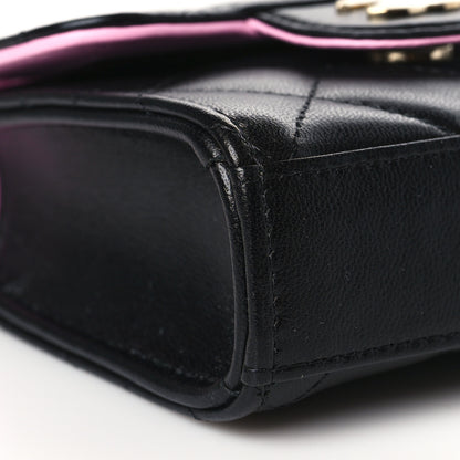 Chanel Lambskin Quilted Bi-Color Top Handle Clutch With Chain Black Pink 8 of 10