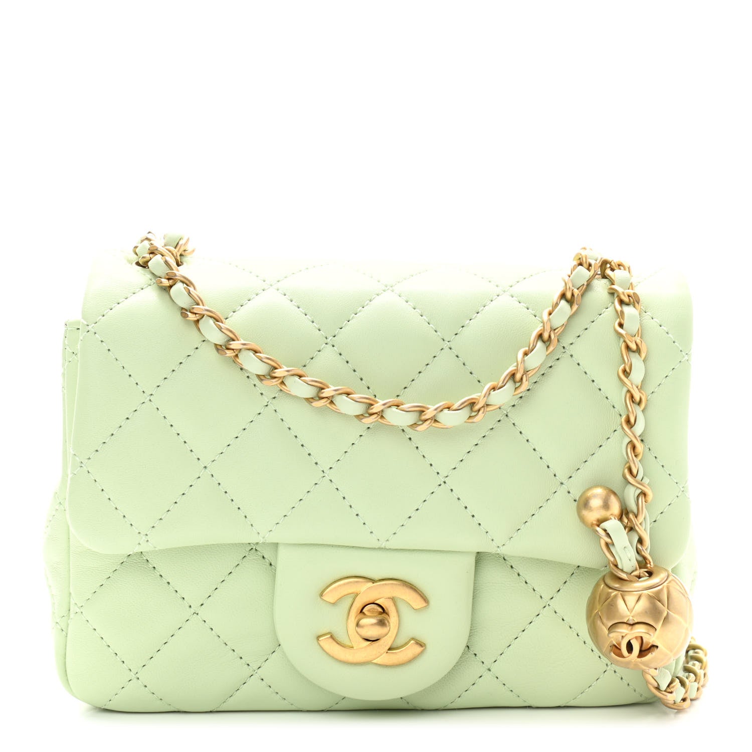 Chanel Lambskin Quilted Mini Pearl Crush Flap Light Green 1 of 11