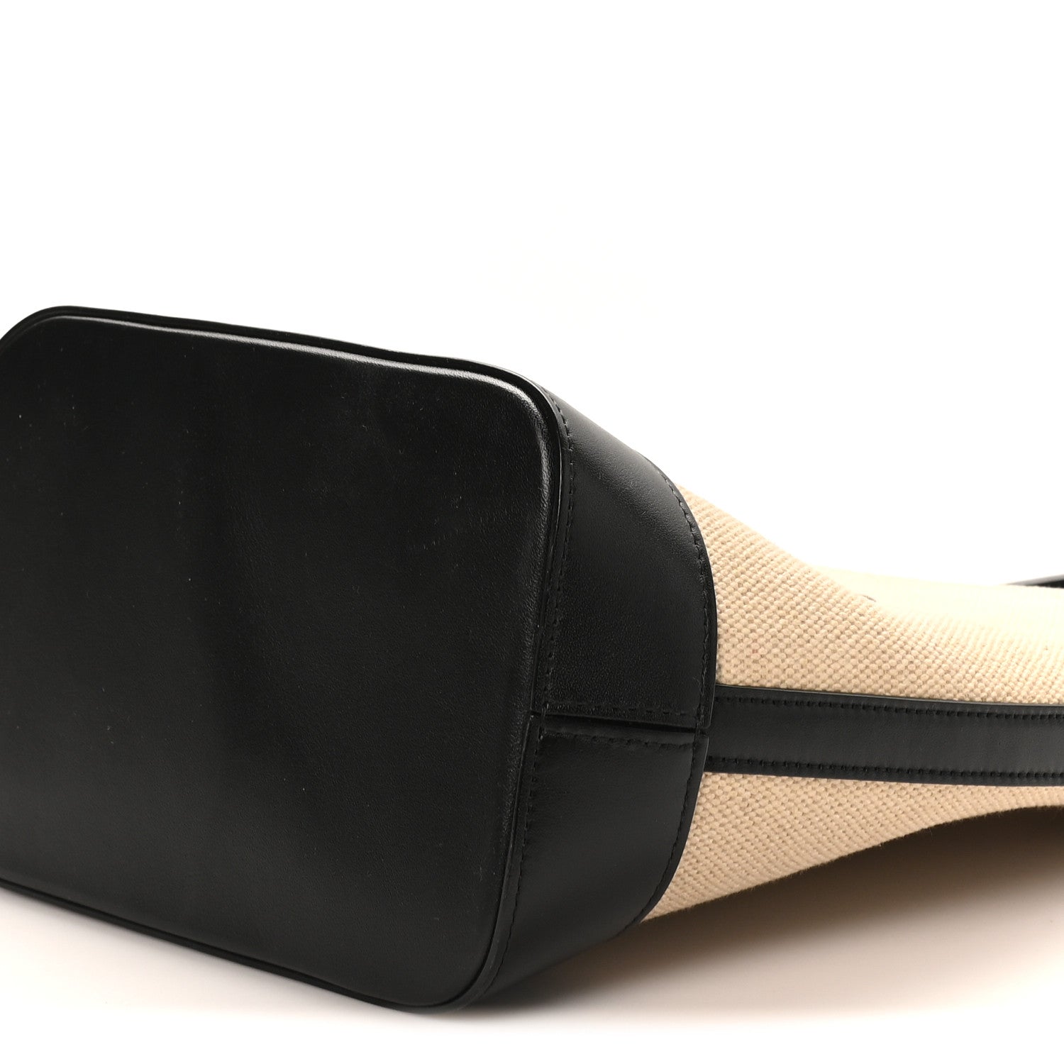 Celine Canvas Calfskin Triomphe Small Bucket Bag Vanilla Black 8 of 8