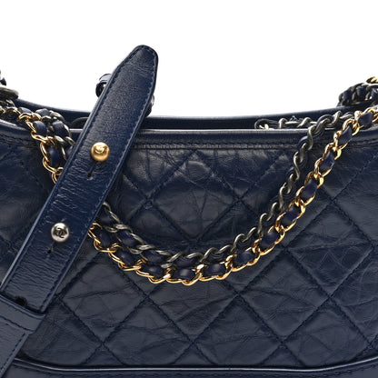 Chanel Aged Calfskin Quilted Small Gabrielle Hobo Navy 8 of 10