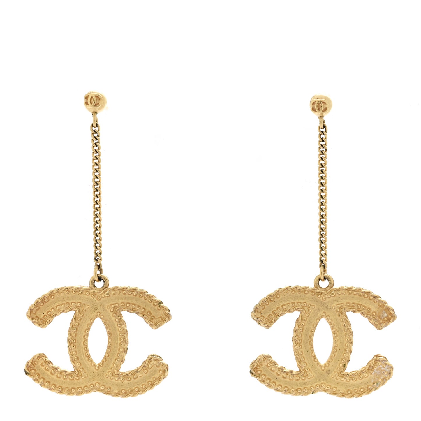 CC Drop Earrings Matte Gold