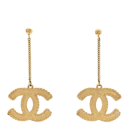 Chanel CC Drop Earrings Matte Gold 1 of 5