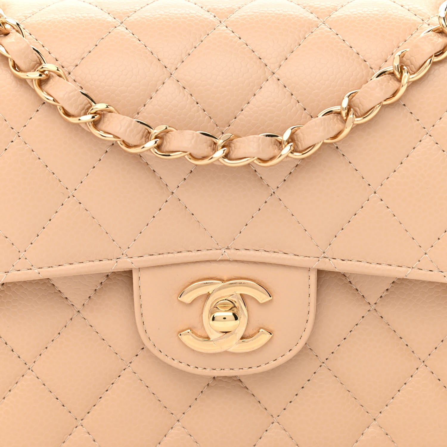 Chanel Caviar Quilted Small Double Flap Beige 8 of 11