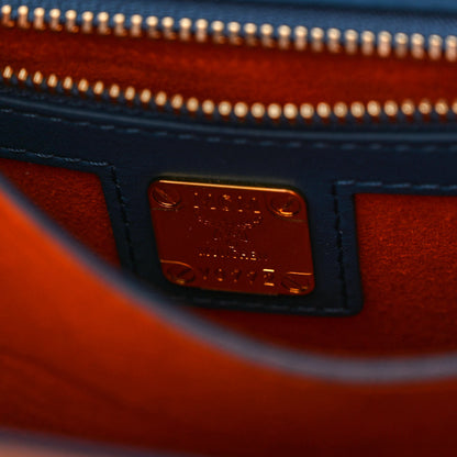 MCM Visetos Mini Patricia Shoulder Bag Cognac Blue 6 of 10