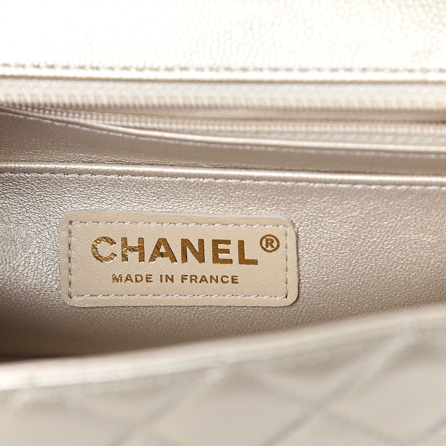 Metallic Caviar Quilted Mini Rectangular Flap Gold