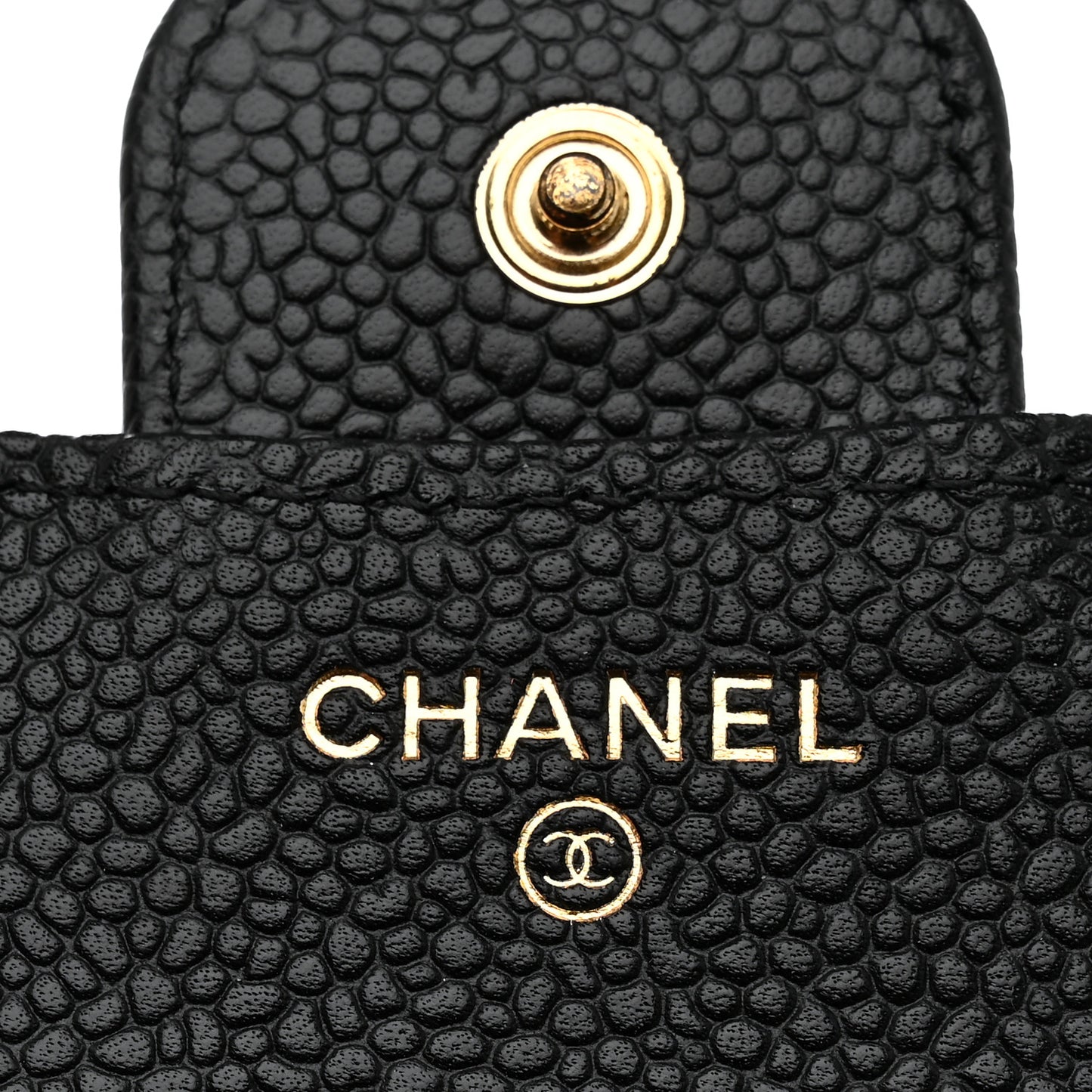 Caviar Quilted Compact Flap Wallet Black