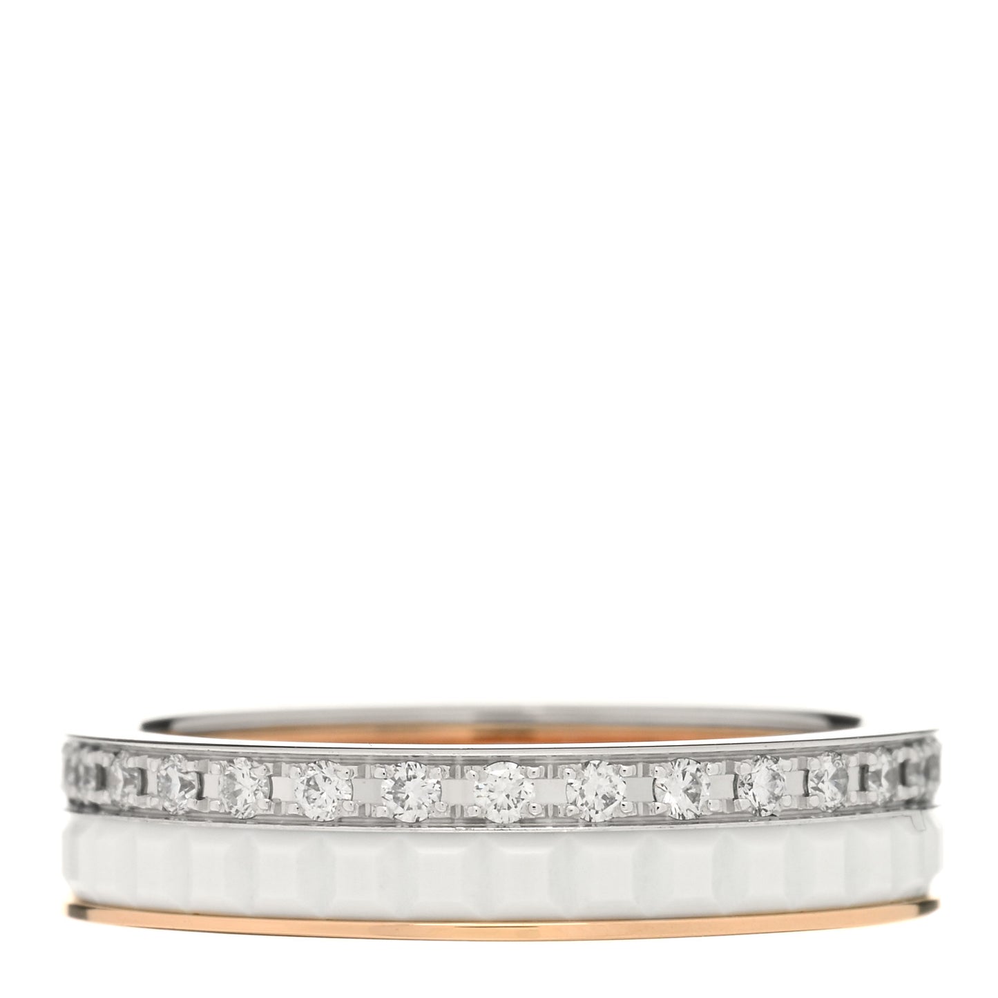 18K Pink White Gold Ceramic Diamond Quatre Classique Wedding Band Ring 46 3.75