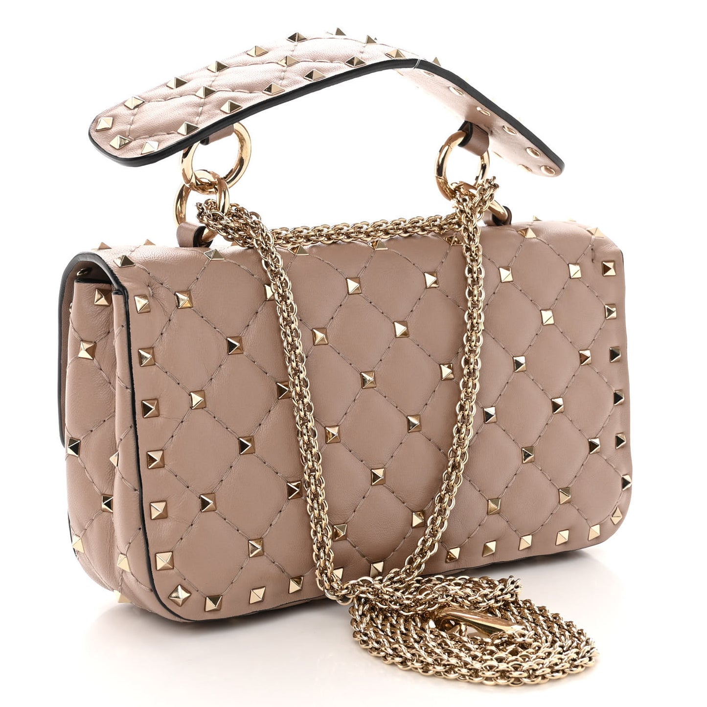 Nappa Small Rockstud Spike Shoulder Bag Poudre