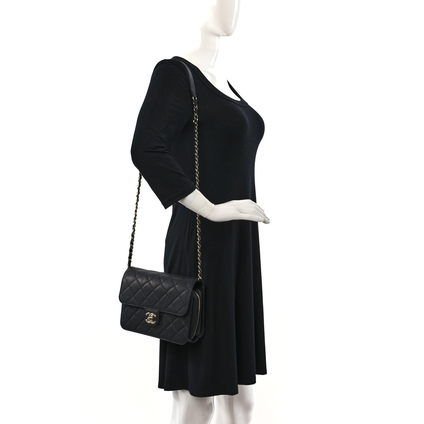 Caviar Quilted Large Like A Wallet Flap Black