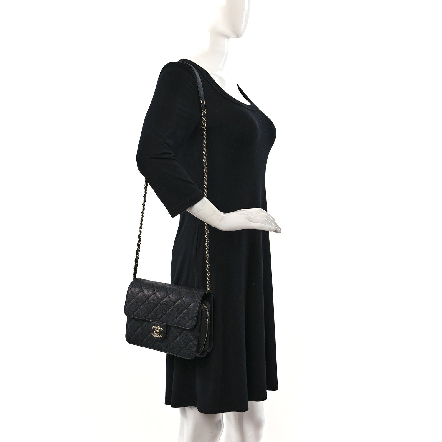 Chanel Caviar Quilted Large Like A Wallet Flap Black 2 of 9
