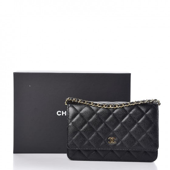 Caviar Quilted Wallet On Chain WOC Black