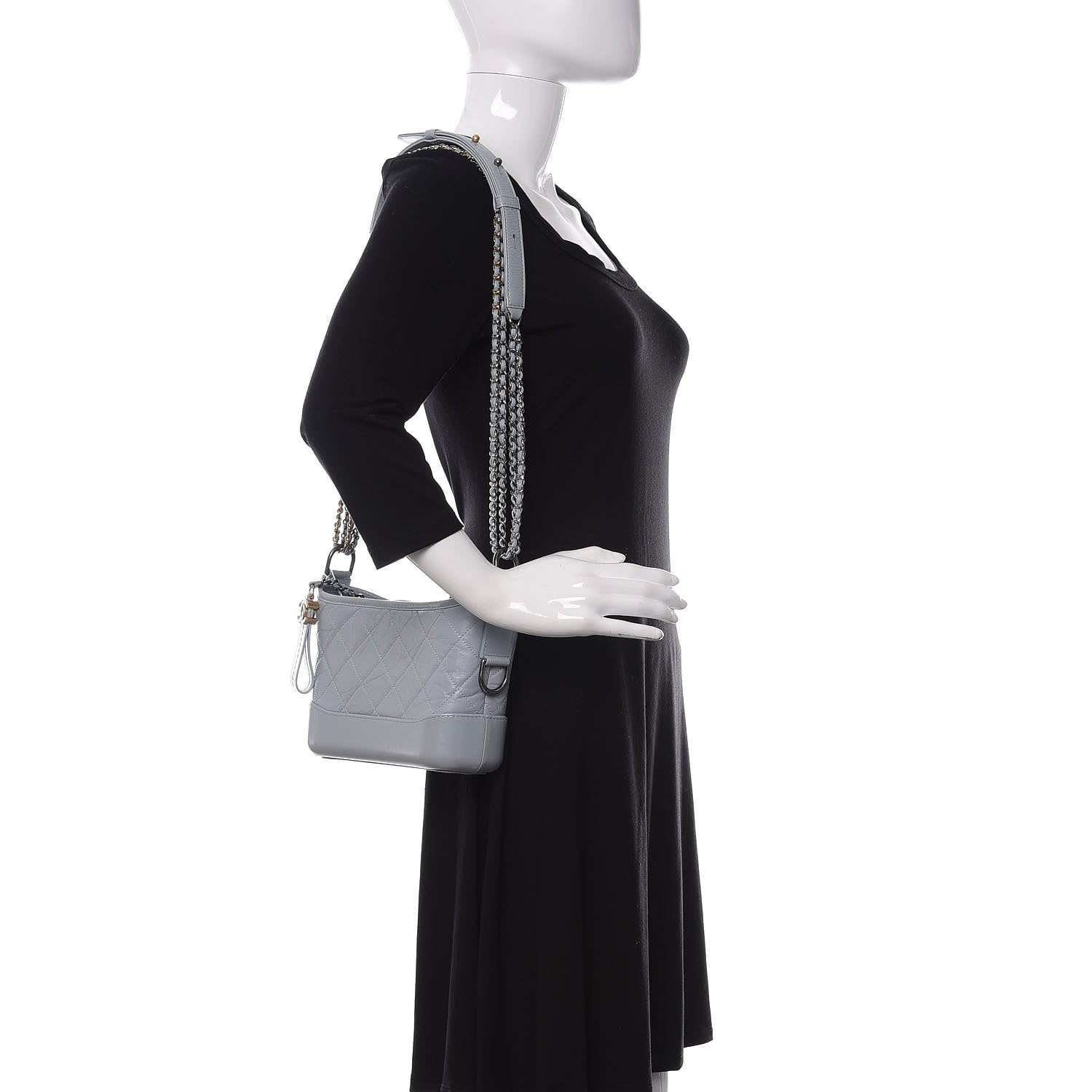Chanel Aged Calfskin Quilted Small Gabrielle Hobo Light Blue 2 of 12