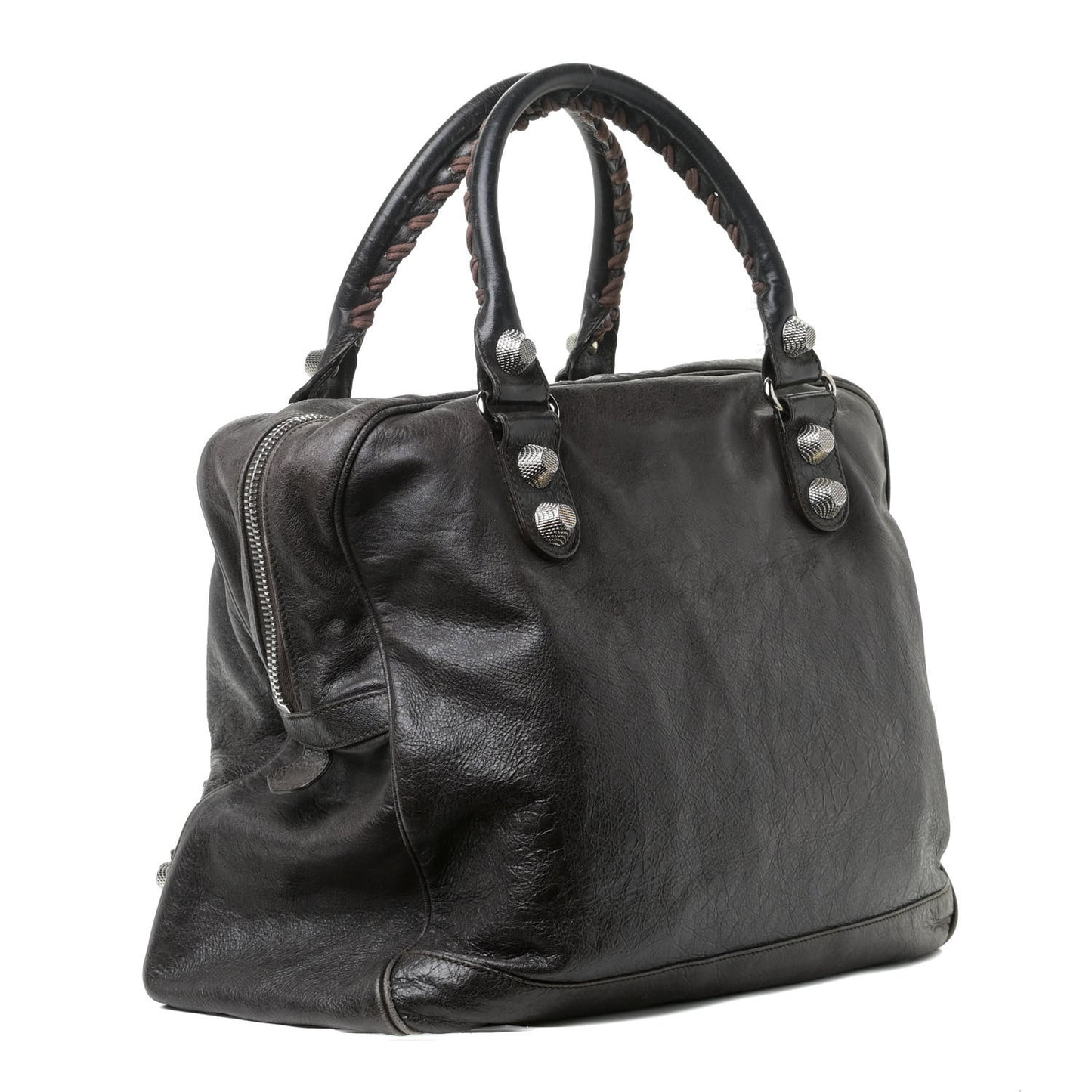 Agneau Giant 12 Silver Hardware Office Tote Charbon