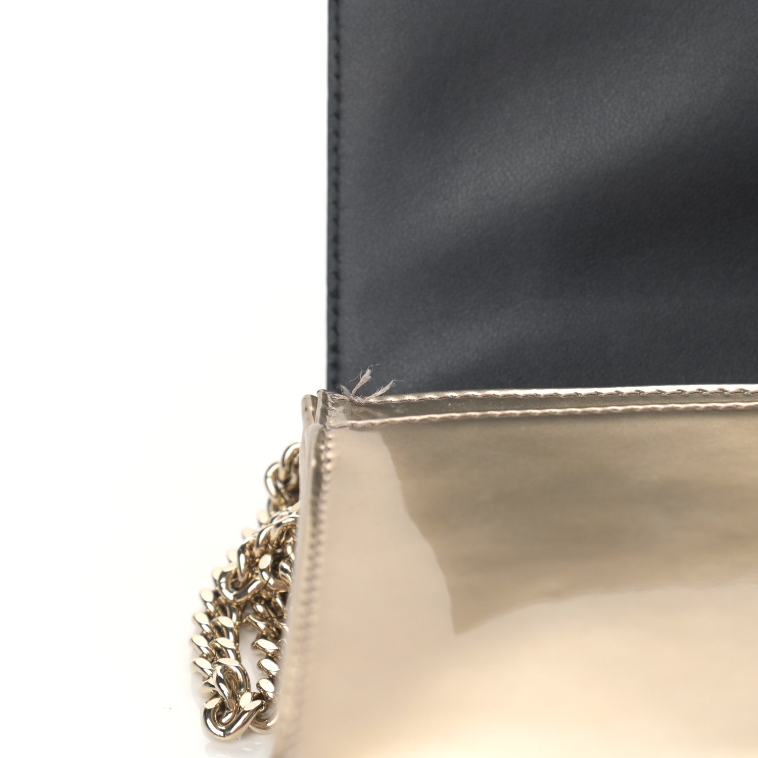 Christian Dior Metallic Patent Micro-Cannage Diorama Wallet on Chain Pouch Gold 14 of 14