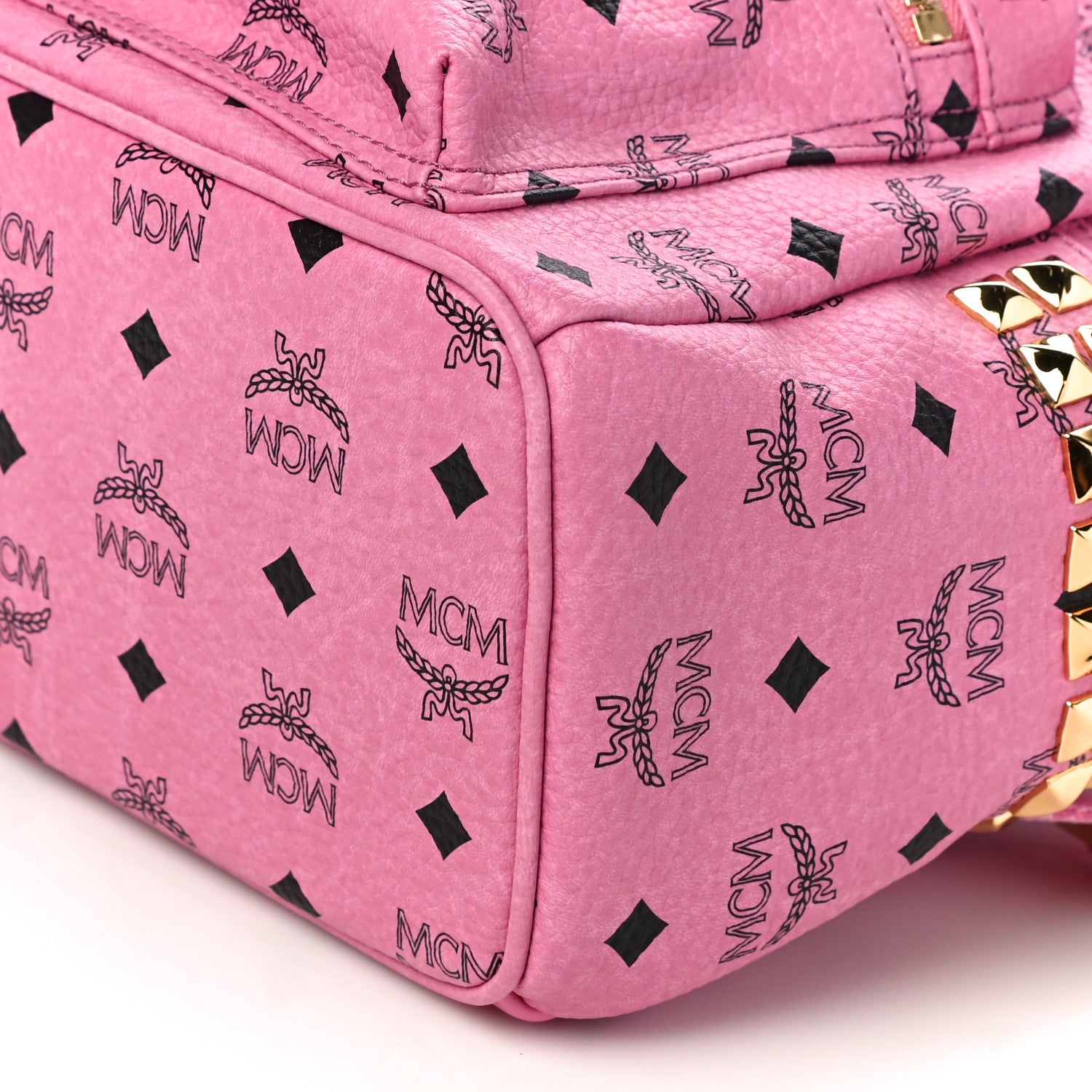 MCM Visetos Small Side Stud Stark Backpack Pink 9 of 9