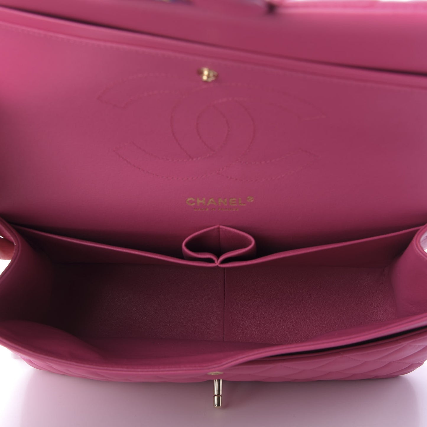 Lambskin Quilted Jumbo Double Flap Fuchsia