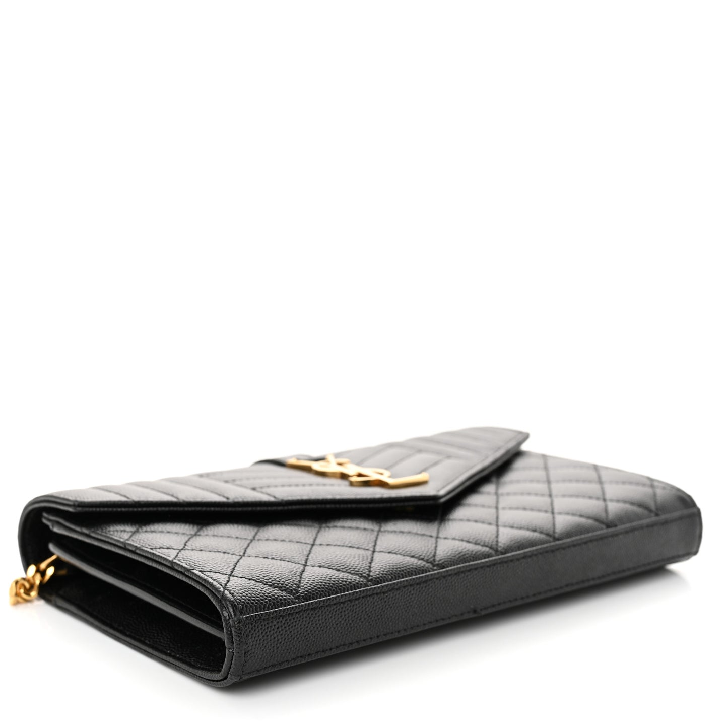 Grain De Poudre Mixed Matelasse Triquilt Monogram Chain Wallet Black