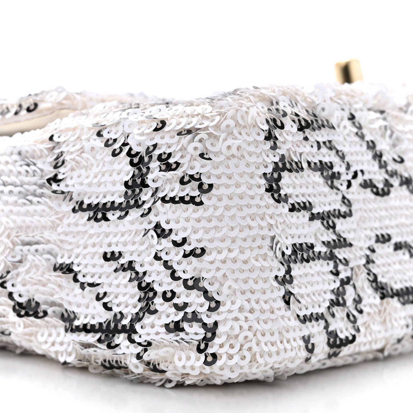 Sequin Logo Mini Rectangular Flap White Black