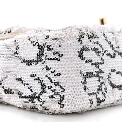 Chanel Sequin Logo Mini Rectangular Flap White Black 9 of 12