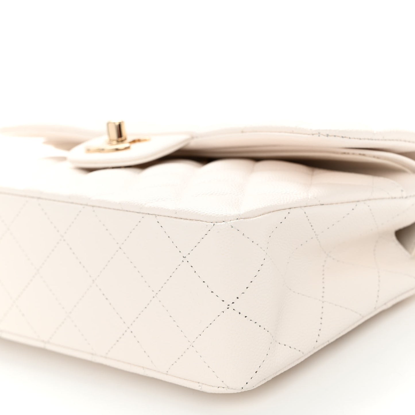 Caviar Quilted Small Double Flap White