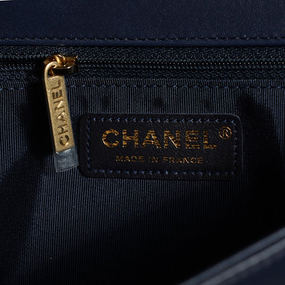 Chanel Lambskin Quilted New Medium Boy Flap Dark Navy 6 of 8
