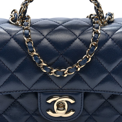 Chanel Lambskin Quilted Mini Crystal Top Handle Rectangular Flap  Navy 8 of 10
