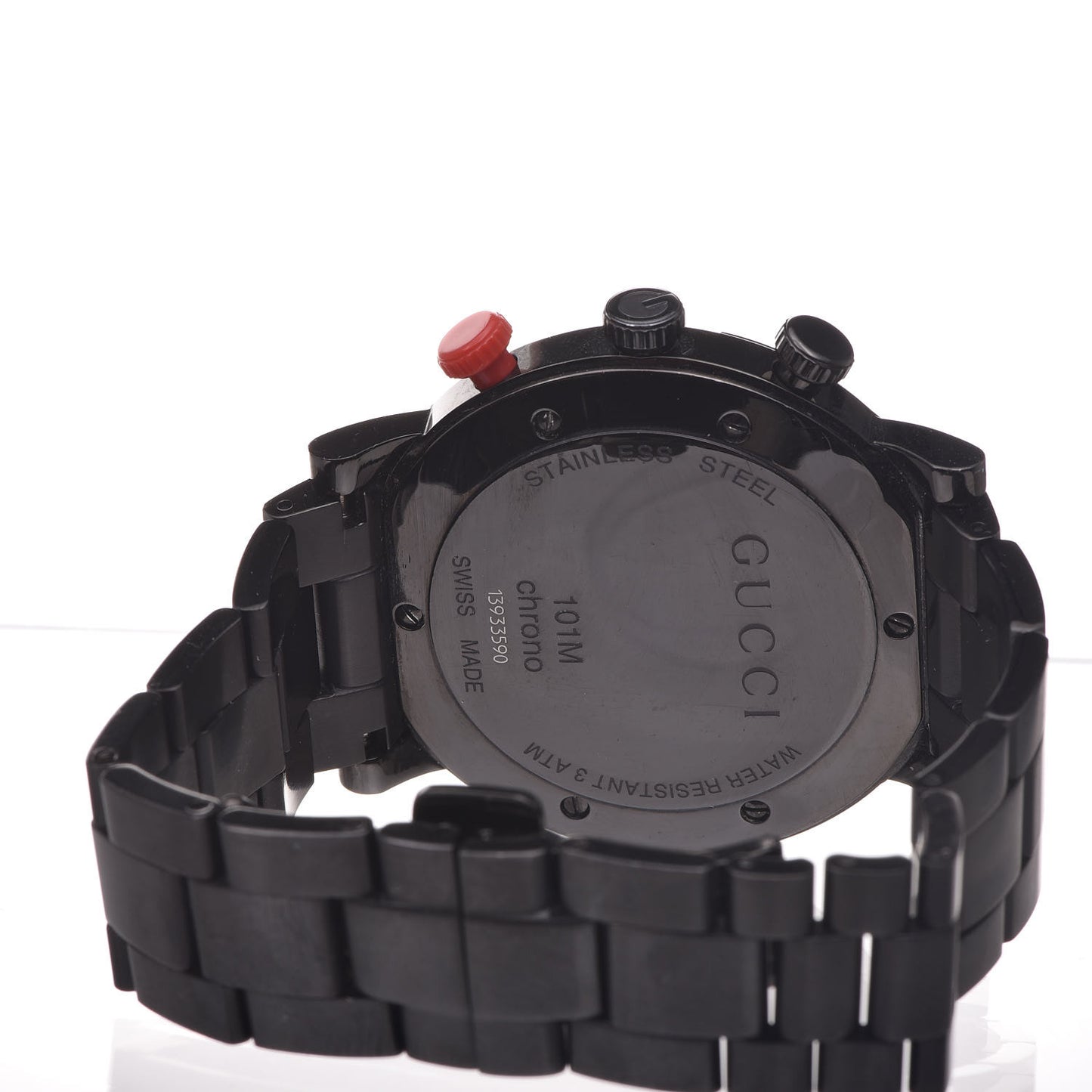 Stainless Steel Red Topaz 44mm G-Chrono Quartz Watch Black