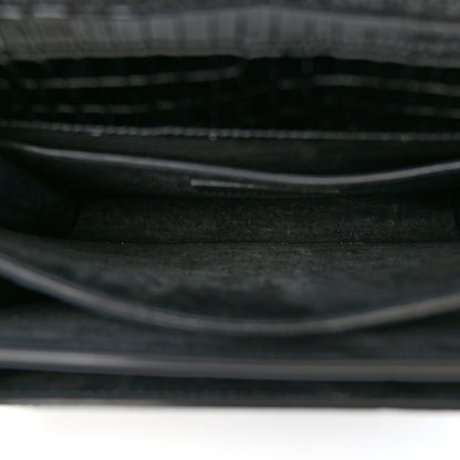 Saint Laurent Calfskin Crocodile Embossed Medium Monochrome Monogram Sunset Black 5 of 9