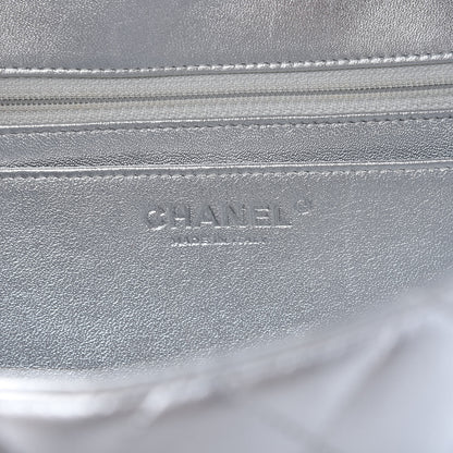 Chanel Metallic Lambskin Quilted Jumbo Single Flap Silver 8 of 10
