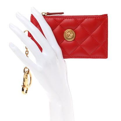 Versace Nappa Quilted Tribute Key Pouch Red 2 of 6