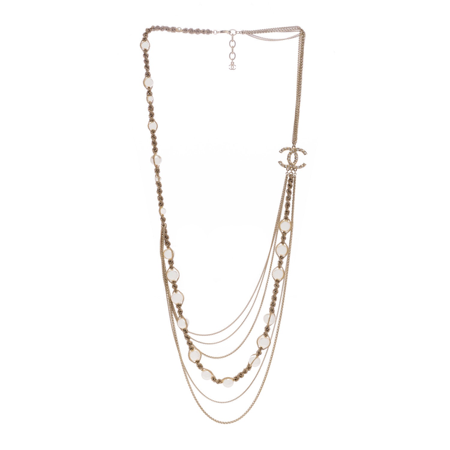 Chanel Pearl Chain CC Long Multistrand Necklace Gold 2 of 3