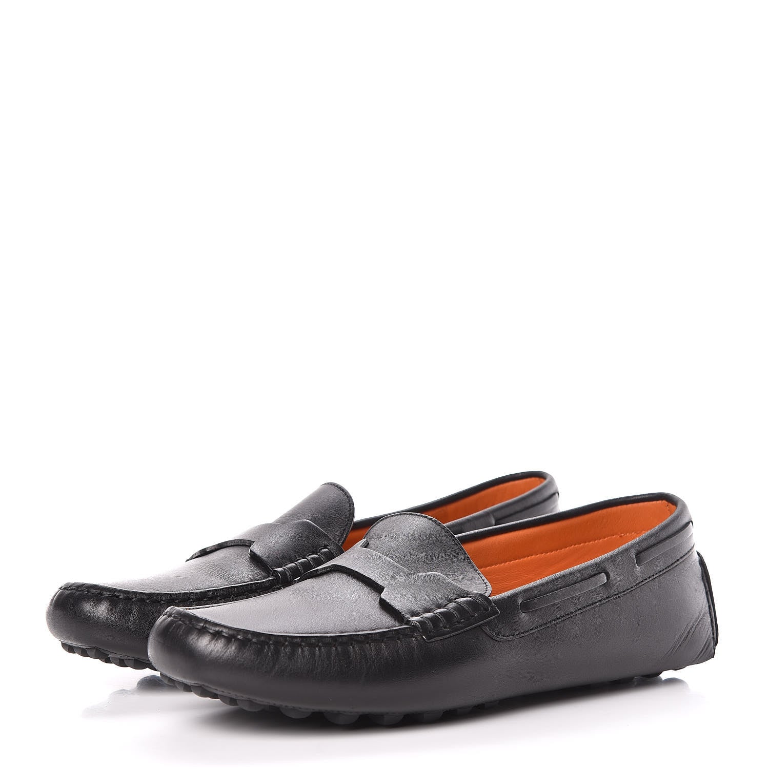 Hermes Calfskin Womens Oscar Loafers 38 Black 3 of 11