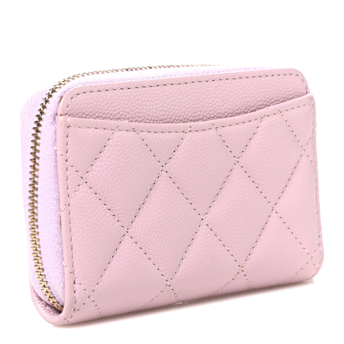 Caviar Quilted Zip Coin Purse Light Pink