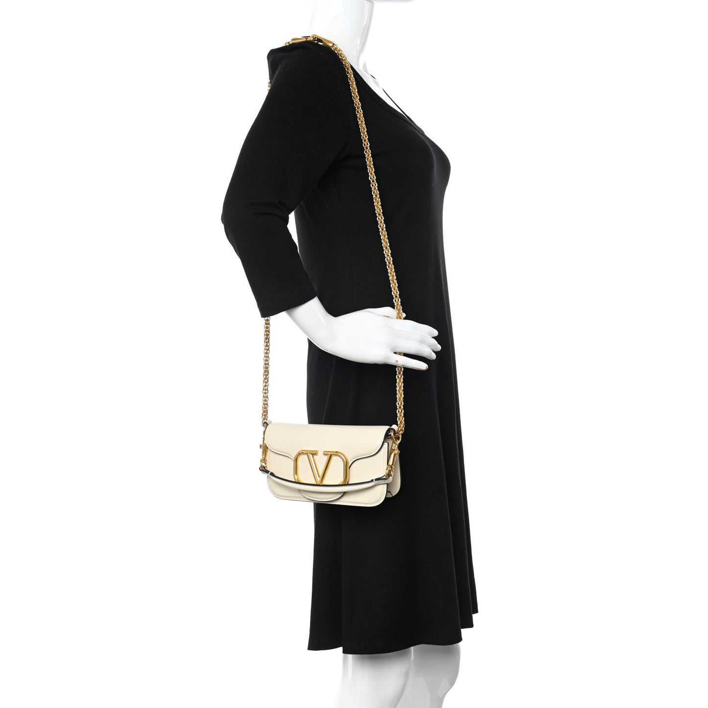 Calfskin Vlogo Small Loco Shoulder Bag Light Ivory