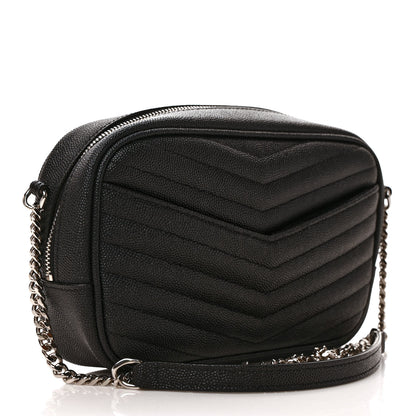 Saint Laurent Grain De Poudre Matelasse Monogram Mini Lou Camera Bag Black 3 of 9