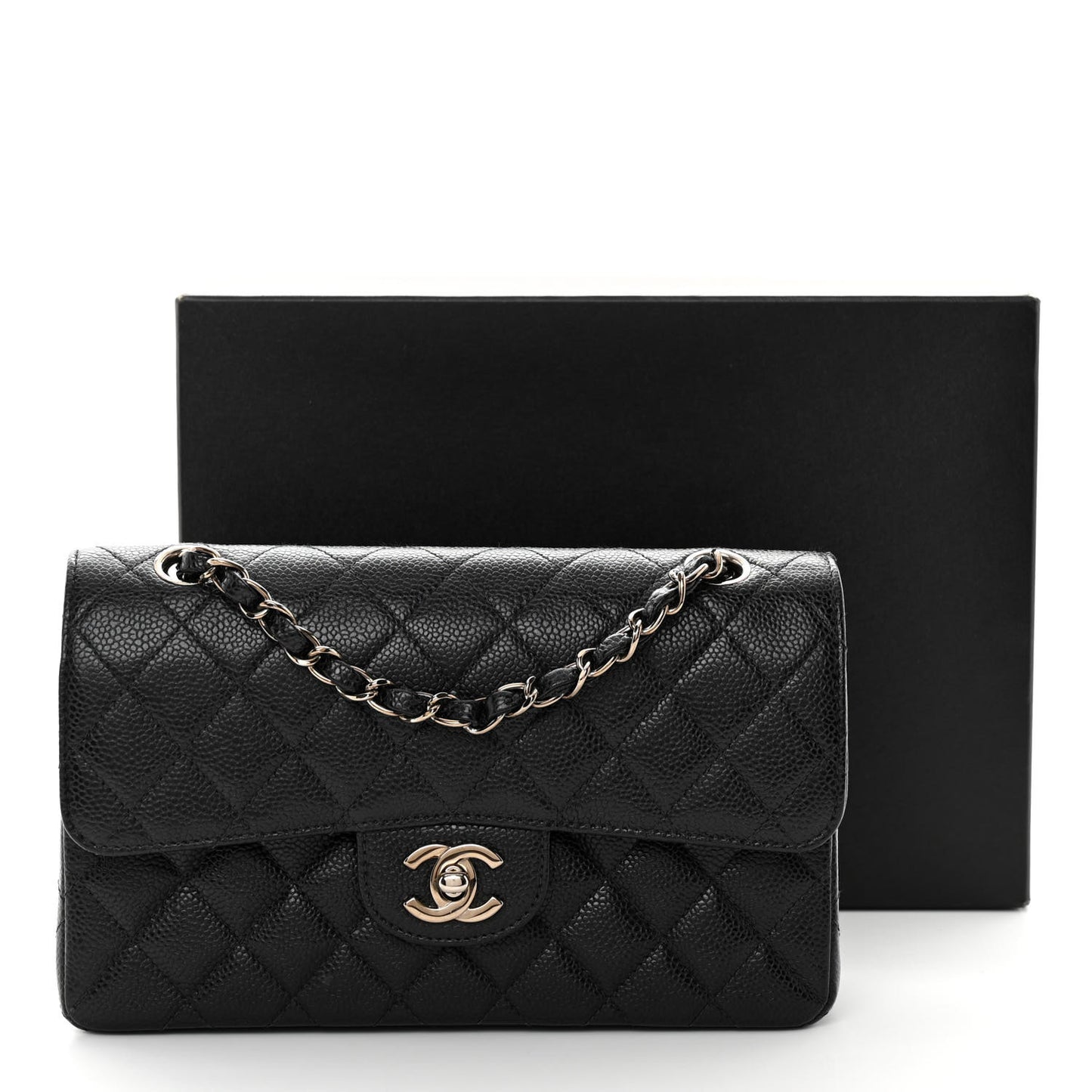 Caviar Quilted Small Double Flap Black
