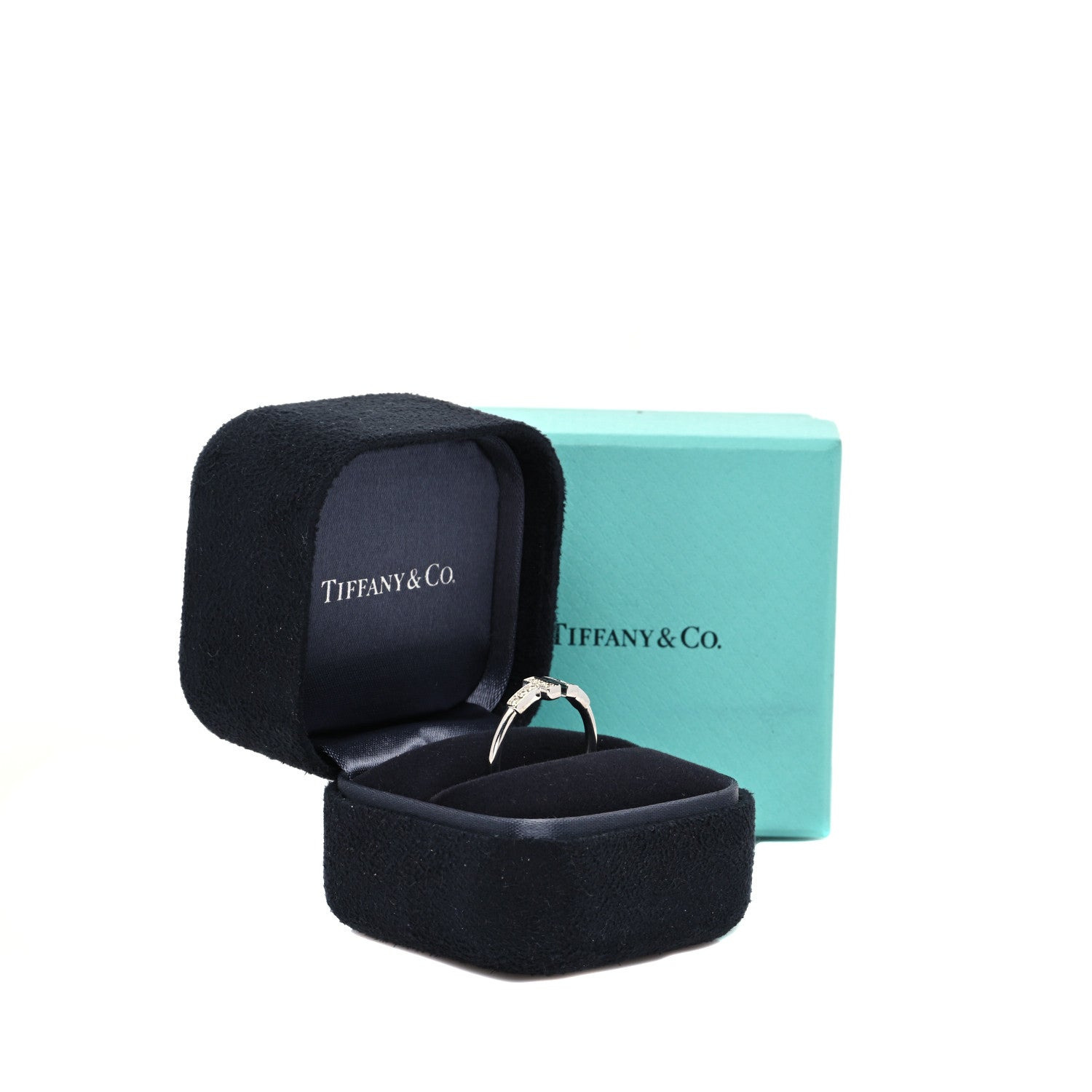 Tiffany 18K White Gold Diamond T Wire Ring 53 6.25 5 of 5