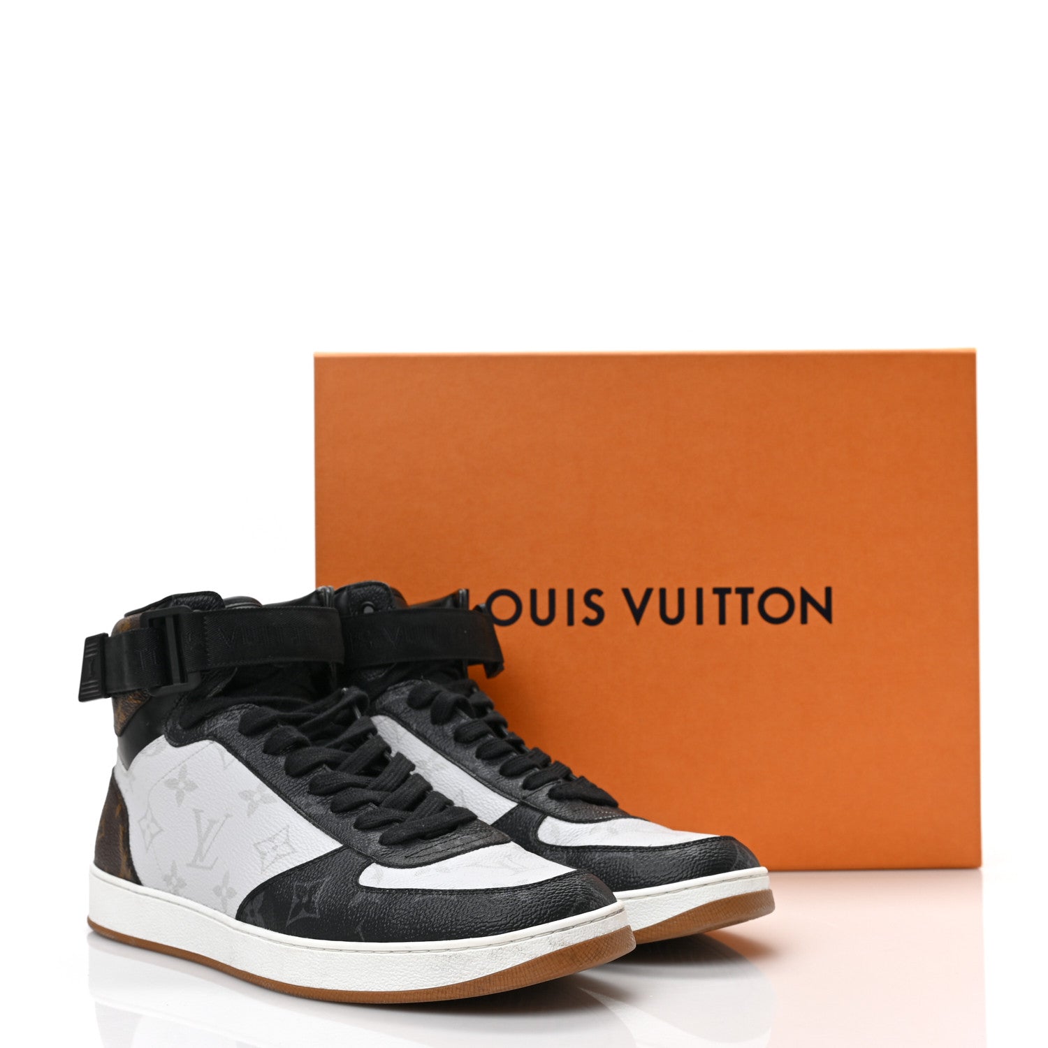 Louis Vuitton Calfskin Monogram Mens Rivoli High Top Sneakers 8 Black 7 of 7