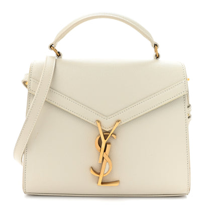 Saint Laurent Grain de Poudre Mini Classic Monogram Cassandra Top Handle Vintage White 1 of 16
