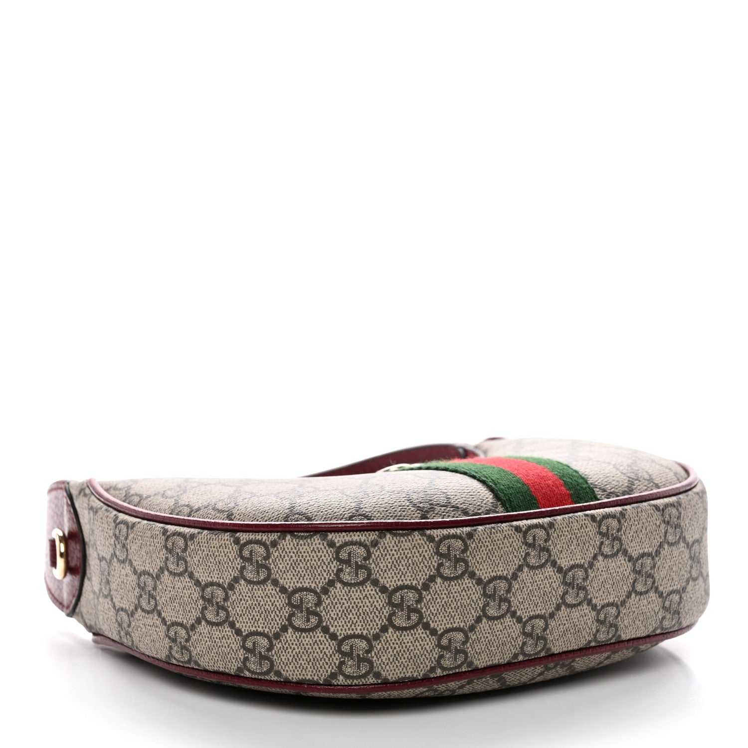 Gucci GG Supreme Monogram Textured Dollar Calfskin Small Ophidia Shoulder Bag Beige Bordeaux 4 of 11