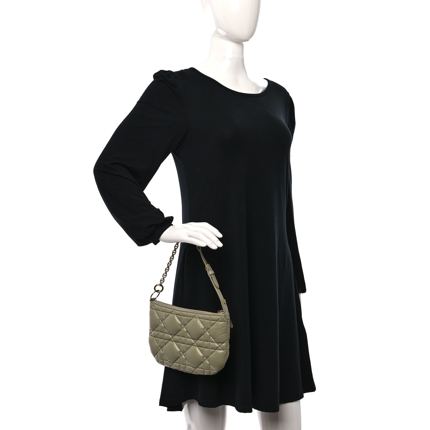 Christian Dior Calfskin Cannage Caro Pouch Desert Sage 2 of 11