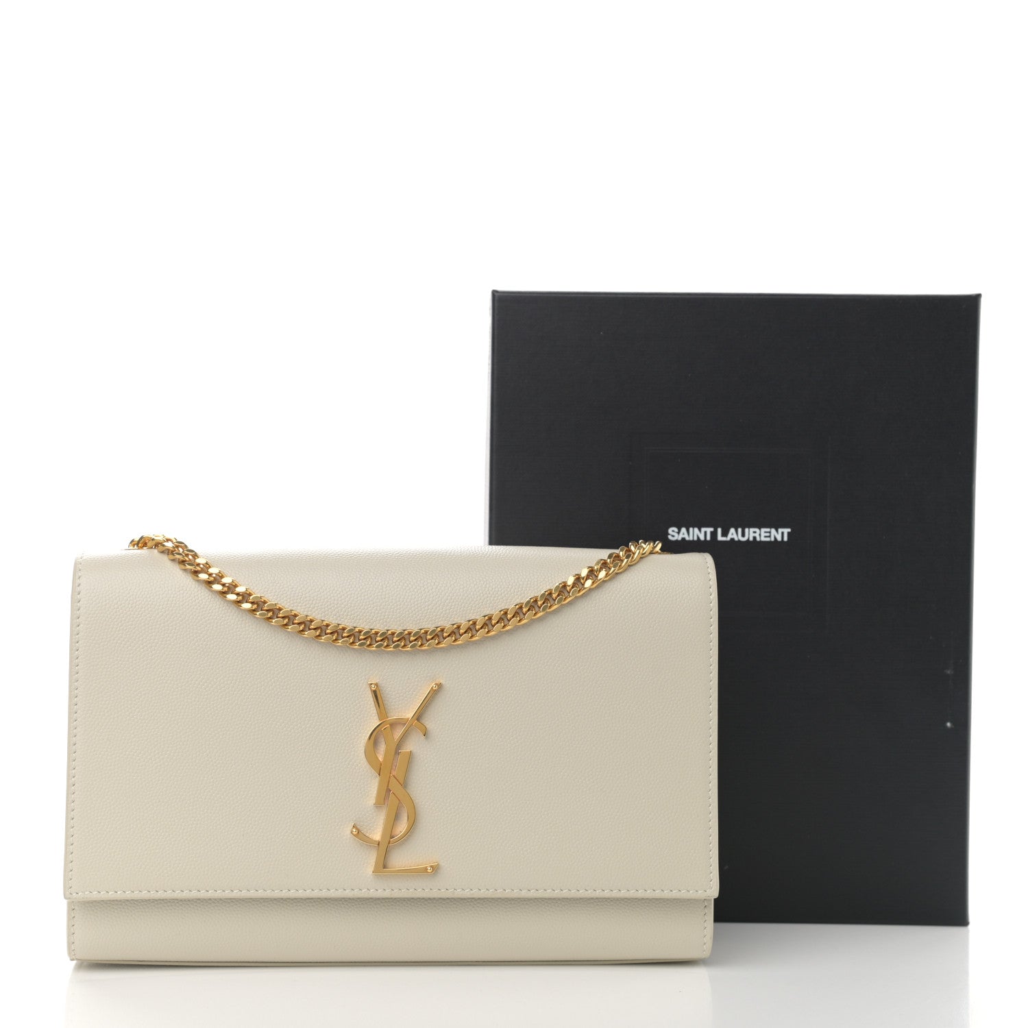 Saint Laurent Grain De Poudre Medium Classic Monogram Kate Satchel Crema Soft 12 of 12