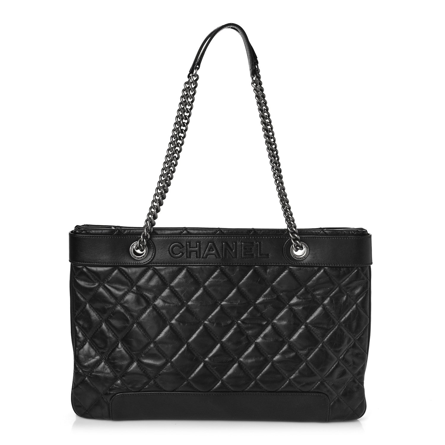 Chanel Glazed Calfskin Quilted Shopping Tote Black 1 of 11