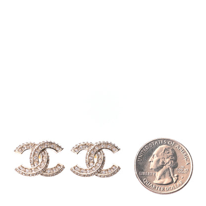 Chanel Crystal Timeless CC Earrings Light Gold 2 of 4